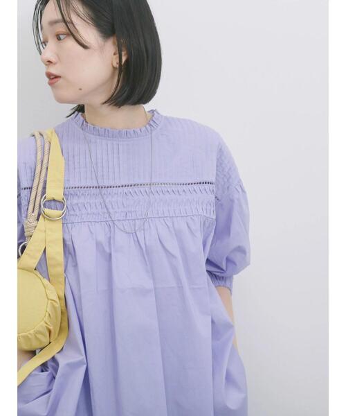 Samansa Mos2 blue(サマンサモスモスブルー)の「◎ピンタックギャザーブラウス(シャツ/ブラウス・レディース・ブラック/オフホワイト/ラベンダー・F)」の21枚目の写真