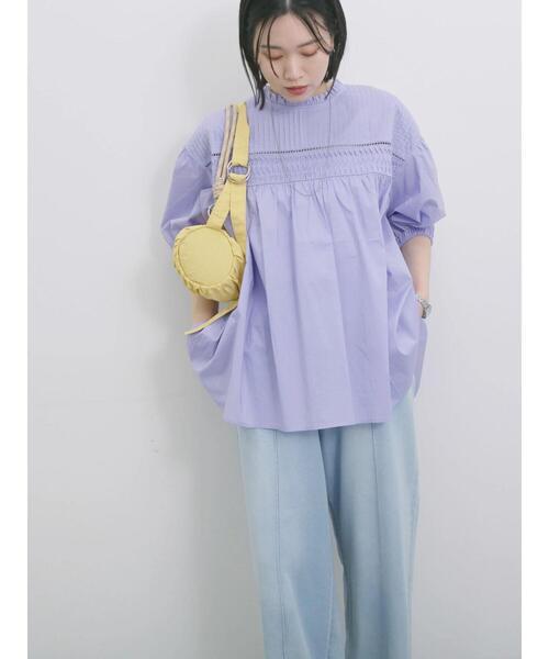 Samansa Mos2 blue(サマンサモスモスブルー)の「◎ピンタックギャザーブラウス(シャツ/ブラウス・レディース・ブラック/オフホワイト/ラベンダー・F)」の22枚目の写真