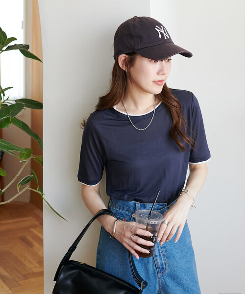 DISCOAT（ディスコート）の「レイヤード5分袖《WEB限定カラーあり》（Tシャツ/カットソー・レディース・グレー/アイボリー/イエロー/ダークグレー/チャコールグレー・FREE）」の11枚目の写真