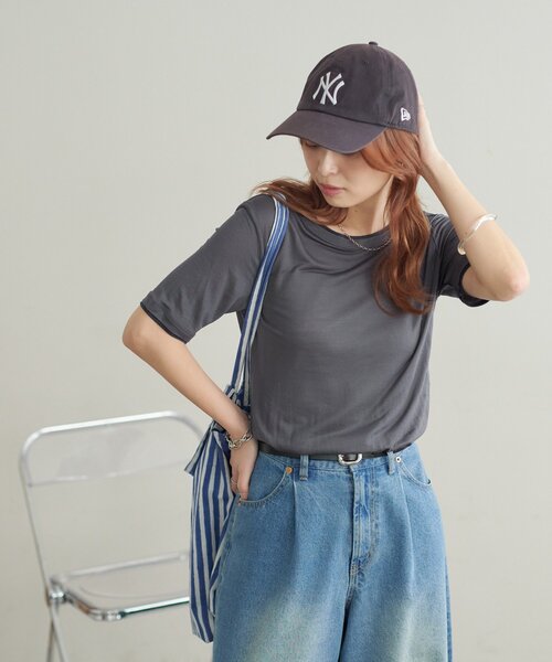 DISCOAT（ディスコート）の「レイヤード5分袖《WEB限定カラーあり》（Tシャツ/カットソー・レディース・グレー/アイボリー/イエロー/ダークグレー/チャコールグレー・FREE）」の19枚目の写真