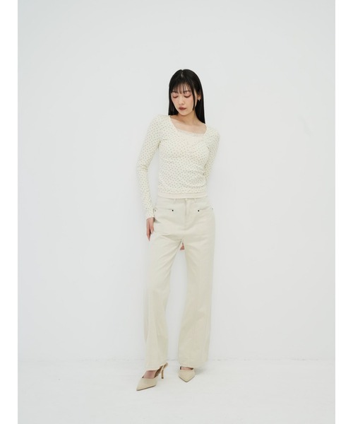 Enewd nina(エニュードニーナ)の「【zozo限定】フロント ライン ストレートパンツ デニム スタイルアップ 美脚(チノパンツ・レディース・アイボリー・MEDIUM/SMALL)」の21枚目の写真