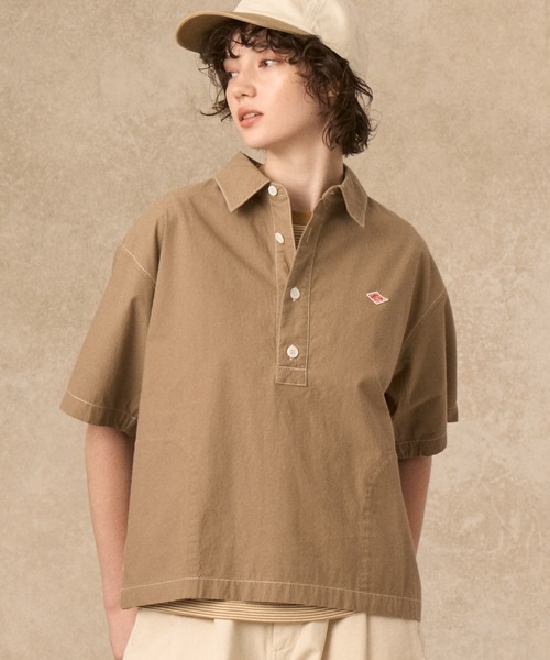 DANTON ダントン ワークシャツ ベージュ DANTON | バックロゴ 半袖ワークシャツ MEN（シャツ/ブラウス