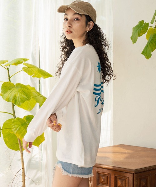 anap mimpi（アナップミンピ）の「パームツリー サーフプリント ビッグロングスリーブ Tシャツ（Tシャツ/カットソー・レディース・オフホワイト/ダークグレー/ネイビー・FREE）」の6枚目の写真
