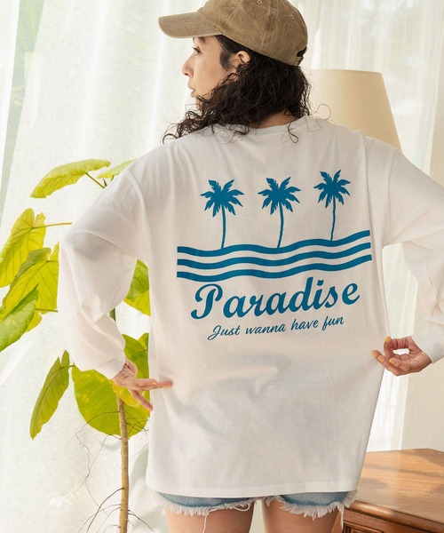 anap mimpi（アナップミンピ）の「パームツリー サーフプリント ビッグロングスリーブ Tシャツ（Tシャツ/カットソー・レディース・オフホワイト/ダークグレー/ネイビー・FREE）」の7枚目の写真