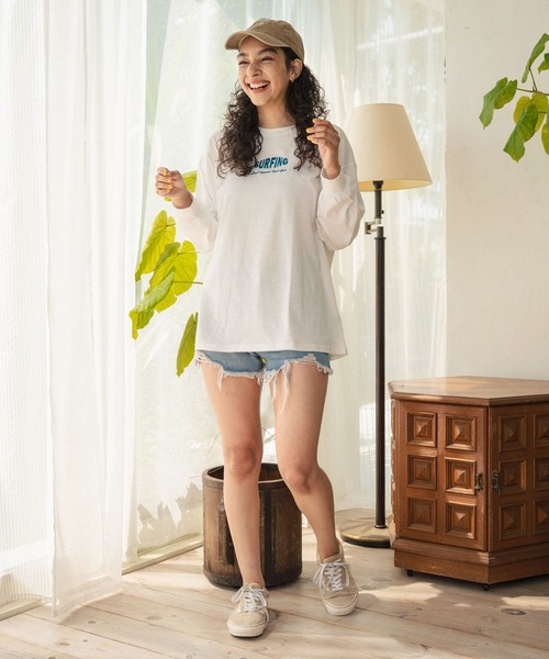 anap mimpi（アナップミンピ）の「パームツリー サーフプリント ビッグロングスリーブ Tシャツ（Tシャツ/カットソー・レディース・オフホワイト/ダークグレー/ネイビー・FREE）」の10枚目の写真