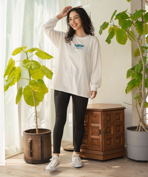 anap mimpi（アナップミンピ）の「パームツリー サーフプリント ビッグロングスリーブ Tシャツ（Tシャツ/カットソー・レディース・オフホワイト/ダークグレー/ネイビー・FREE）」の13枚目の写真