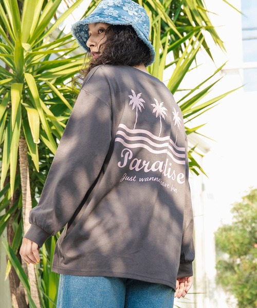 anap mimpi（アナップミンピ）の「パームツリー サーフプリント ビッグロングスリーブ Tシャツ（Tシャツ/カットソー・レディース・オフホワイト/ダークグレー/ネイビー・FREE）」の19枚目の写真