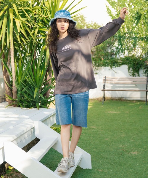 anap mimpi（アナップミンピ）の「パームツリー サーフプリント ビッグロングスリーブ Tシャツ（Tシャツ/カットソー・レディース・オフホワイト/ダークグレー/ネイビー・FREE）」の21枚目の写真