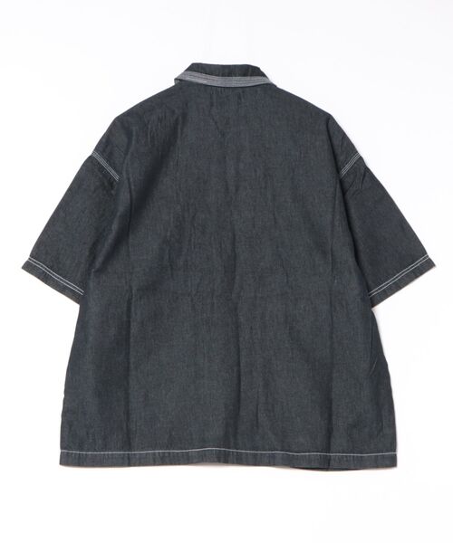 AOZORA(アオゾラ)の「AOZORA/アオゾラ DENIMヒッコリー SSゲームシャツ(シャツ/ブラウス・メンズ・ネイビー/インディゴブルー/ストライプ・MEDIUM/X-LARGE/LARGE)」の4枚目の写真