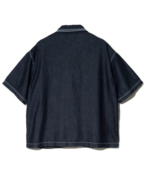 AOZORA(アオゾラ)の「AOZORA/アオゾラ DENIMヒッコリー SSゲームシャツ(シャツ/ブラウス・メンズ・ネイビー/インディゴブルー/ストライプ・MEDIUM/X-LARGE/LARGE)」の11枚目の写真