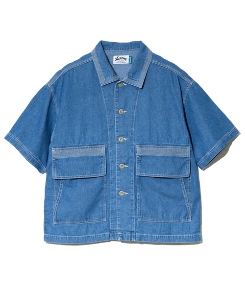 AOZORA(アオゾラ)の「AOZORA/アオゾラ DENIMヒッコリー SSゲームシャツ(シャツ/ブラウス・メンズ・ネイビー/インディゴブルー/ストライプ・MEDIUM/X-LARGE/LARGE)」の12枚目の写真