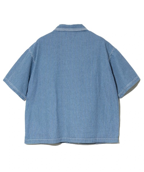 AOZORA(アオゾラ)の「AOZORA/アオゾラ DENIMヒッコリー SSゲームシャツ(シャツ/ブラウス・メンズ・ネイビー/インディゴブルー/ストライプ・MEDIUM/X-LARGE/LARGE)」の15枚目の写真
