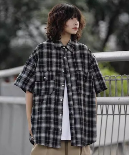 MGV（エムジーヴィー）の「半袖オンブレチェックシャツ（シャツ/ブラウス・メンズ・ブラウン/ブラック・MEDIUM/LARGE/X-LARGE）」の5枚目の写真