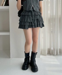 セットアップで着れる/カットフリルショートパンツ