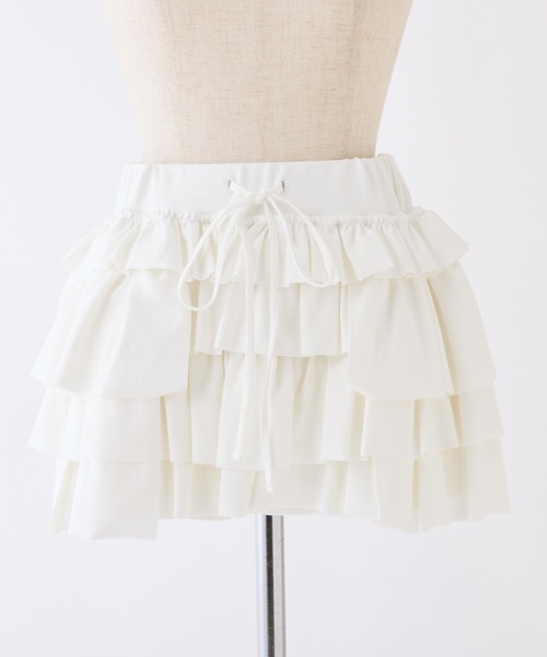 one after another NICE CLAUP（ワンアフターアナザーナイスクラップ）の「セットアップで着れる/カットフリルショートパンツ（その他パンツ・レディース・オフホワイト/ピンク/チャコールグレー/杢グレー・FREE）」の5枚目の写真