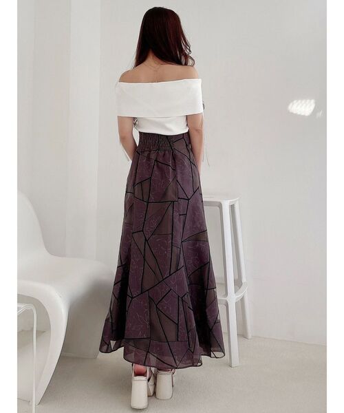 MERCURYDUO(マーキュリーデュオ)の「ジオメトリックオパールフレアスカート(スカート・レディース・ブラウン/オフホワイト・SMALL/MEDIUM)」の5枚目の写真