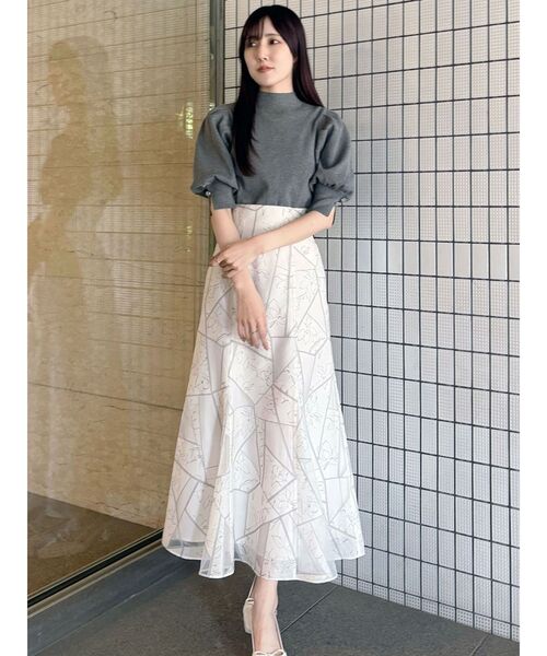 MERCURYDUO(マーキュリーデュオ)の「ジオメトリックオパールフレアスカート(スカート・レディース・ブラウン/オフホワイト・SMALL/MEDIUM)」の10枚目の写真