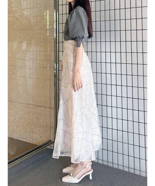 MERCURYDUO(マーキュリーデュオ)の「ジオメトリックオパールフレアスカート(スカート・レディース・ブラウン/オフホワイト・SMALL/MEDIUM)」の12枚目の写真