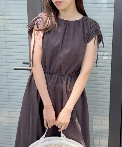 couture brooch（クチュールブローチ）の「【大人可愛い】カラミチェック サマードレス（ワンピース・レディース・オリーブ/パープル/ブラウン系その他・36/38/42）」の2枚目の写真