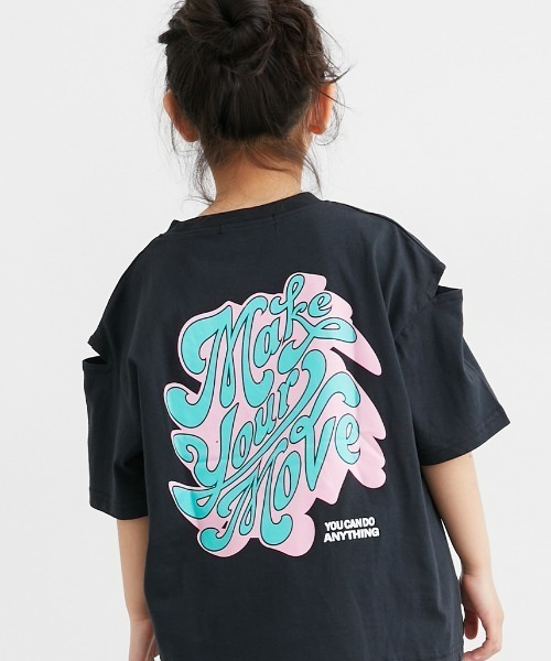 セール】ビッグシルエット 袖開きバックプリント半袖Tシャツ（Tシャツ