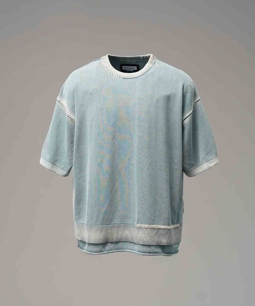 MAISON SPECIAL(メゾンスペシャル)の「《UNISEX》High Twist Pigment Bleach Prime-Over Crew Neck Knit T-shirt/ハイツイストピグメントブリーチプライムオーバークルーネックニットティーシャツ【MAISON SPECIAL/メゾンスペシャル】(Tシャツ/カットソー・メンズ・ブラック/サックスブルー/グレイッシュベージュ・1/2)」の18枚目の写真