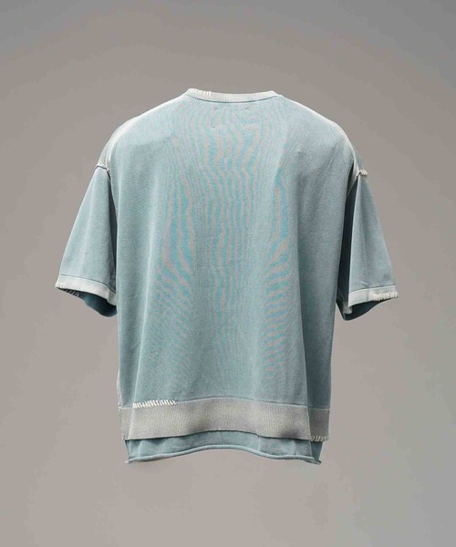 MAISON SPECIAL(メゾンスペシャル)の「《UNISEX》High Twist Pigment Bleach Prime-Over Crew Neck Knit T-shirt/ハイツイストピグメントブリーチプライムオーバークルーネックニットティーシャツ【MAISON SPECIAL/メゾンスペシャル】(Tシャツ/カットソー・メンズ・ブラック/サックスブルー/グレイッシュベージュ・1/2)」の16枚目の写真