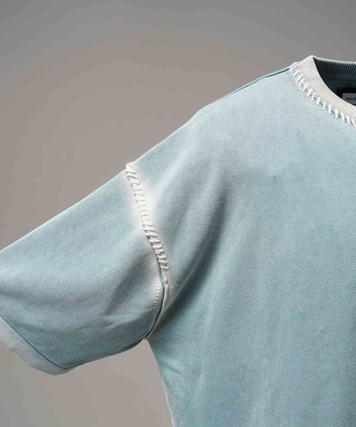 MAISON SPECIAL(メゾンスペシャル)の「《UNISEX》High Twist Pigment Bleach Prime-Over Crew Neck Knit T-shirt/ハイツイストピグメントブリーチプライムオーバークルーネックニットティーシャツ【MAISON SPECIAL/メゾンスペシャル】(Tシャツ/カットソー・メンズ・ブラック/サックスブルー/グレイッシュベージュ・1/2)」の13枚目の写真