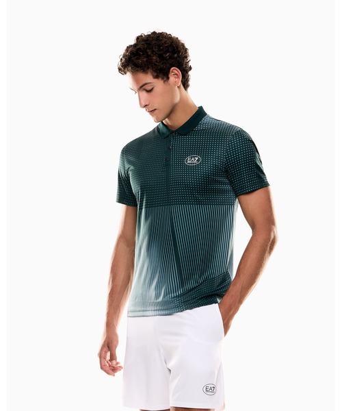 EMPORIO ARMANI EA7（エンポリオアルマーニイーエーセブン）の「【エンポリオ アルマーニ EA7】Tennis Pro ポロシャツ VENTUS7テクニカルファブリック プリント（ポロシャツ・メンズ・ネイビー/ダルブルー系/グリーン・LARGE/MEDIUM/SMALL/X-LARGE/X-SMALL/XX-LARGE）」の2枚目の写真
