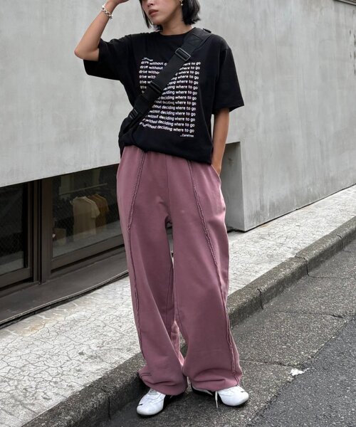 ODD STUDIO（オッドスタジオ）の「【OddStudio】ピグメントバックダメージロゴスウェットパンツ（スウェットパンツ・レディース・ピンク/ブラウン/ブラック・MEDIUM/LARGE）」の12枚目の写真