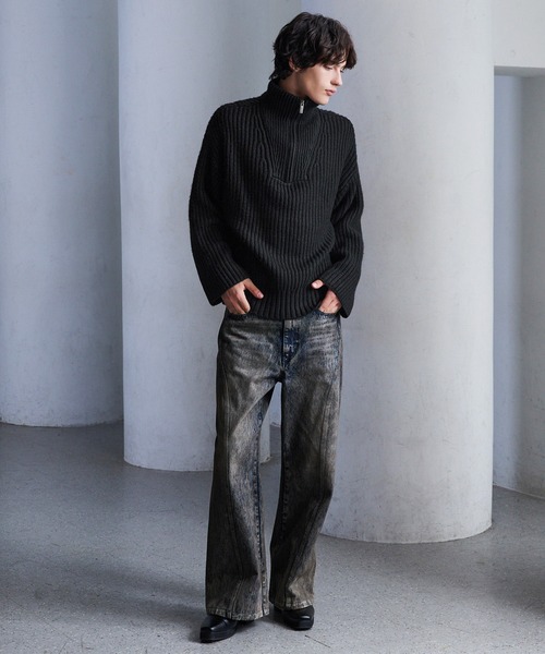 CLEL（クレイル）の「【CLEL】Volume Melange Half-Zip Knit (2025ver.) / ボリュームメランジハーフジップニット 2025ver.（ニット/セーター・メンズ・アッシュブラウン/ネイビー/ブラック/チャコールグレー・L/M/S/XS）」の16枚目の写真