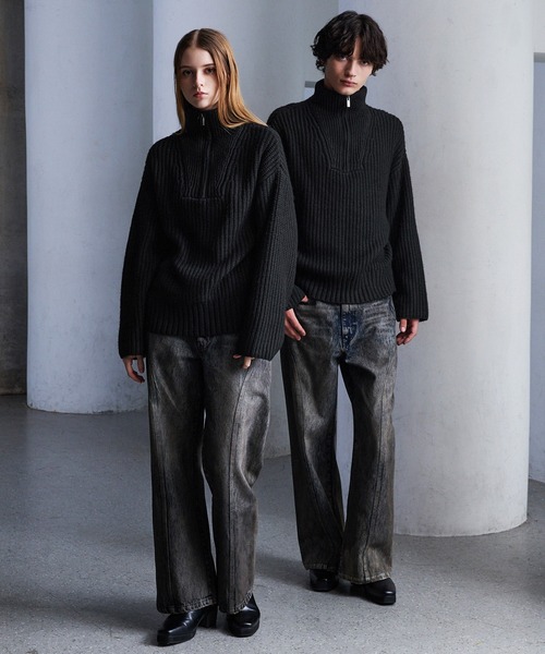 CLEL（クレイル）の「【CLEL】Volume Melange Half-Zip Knit (2025ver.) / ボリュームメランジハーフジップニット 2025ver.（ニット/セーター・メンズ・アッシュブラウン/ネイビー/ブラック/チャコールグレー・L/M/S/XS）」の22枚目の写真