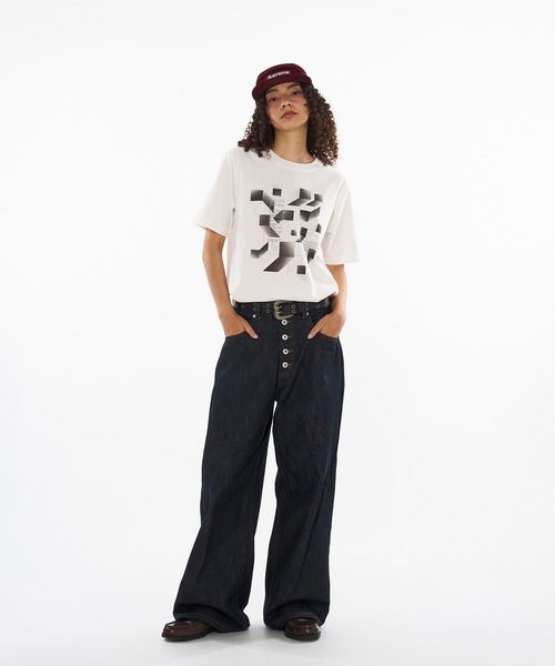 WISH FOR EVER(ウィッシュフォーエバー)の「DRAW CODE GEOMETRIC DESIGN T / ドローコードジオメトリックデザインTシャツ(Tシャツ/カットソー・メンズ・ネイビー/ブラック/オフホワイト・LARGE/SMALL/MEDIUM)」の18枚目の写真