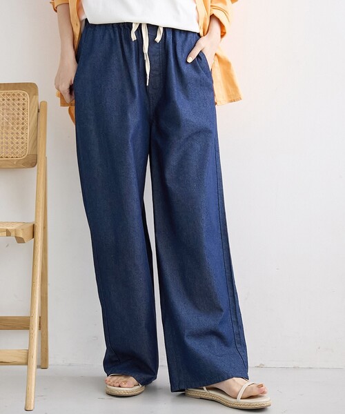 新色/WEB限定カラーあり】コットンレーヨンデニムワイドパンツ