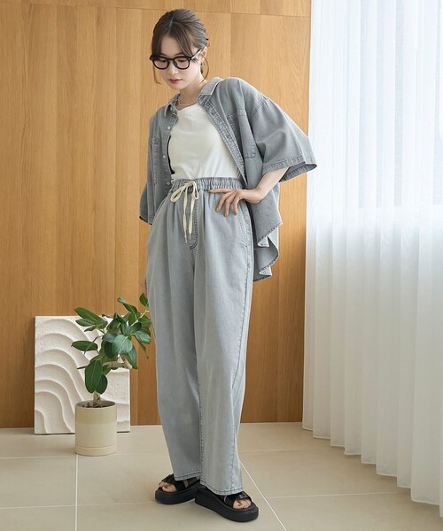 新色/WEB限定カラーあり】コットンレーヨンデニムワイドパンツ
