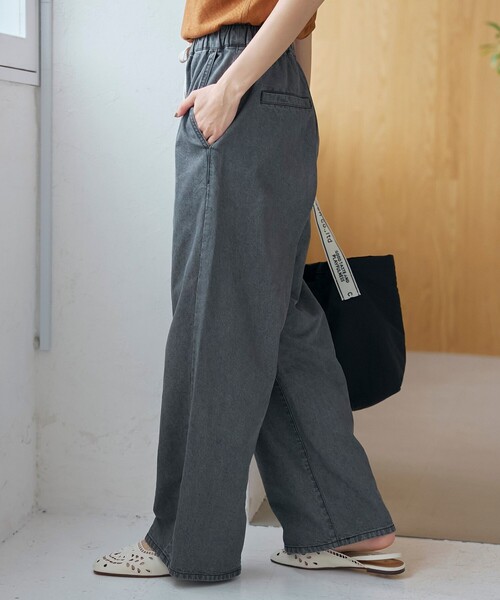 coen(コーエン)の「【新色登場/WEB限定カラーあり】コットンレーヨンデニムワイドパンツ(Youtube紹介アイテム)(デニムパンツ・レディース・コバルトブルー/ネイビー/ライトグレー/ベージュ/ロイヤルブルー/ダークグレー・M/L)」の17枚目の写真