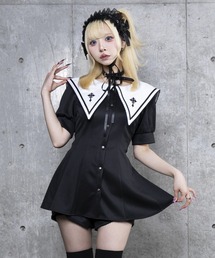 Amilige | セーラー衿トップス＋ショートパンツセットアップ(セットアップ)