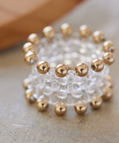 ear PAPILLONNER(イアパピヨネ)の「クリアビーズクロシェリング(リング・レディース・シルバー/ゴールド・FREE)」の6枚目の写真