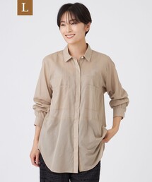 【L】【接触冷感】【ウォッシャブル】シアーボイルロングシャツ