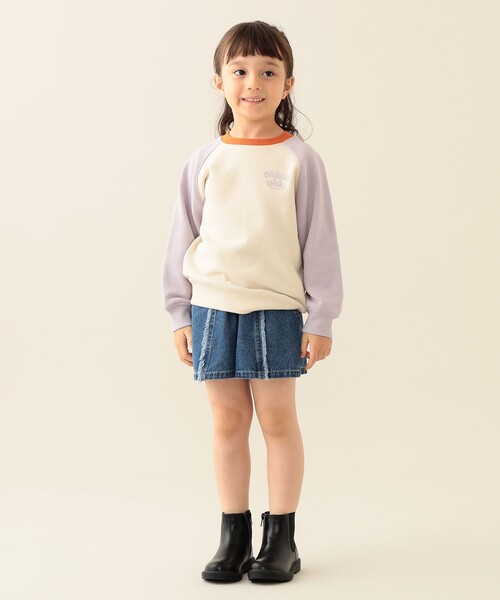 BEAMS mini（ビームスミニ）の「ラグラン スマイル プルオーバー 2025FW（90～140cm）（スウェット・キッズ・ホワイト系その他5/ライトグレー/オリーブ・90/100/110/120/130/140）」の6枚目の写真