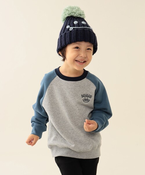 BEAMS mini（ビームスミニ）の「ラグラン スマイル プルオーバー 2025FW（90～140cm）（スウェット・キッズ・ホワイト系その他5/ライトグレー/オリーブ・90/100/110/120/130/140）」の9枚目の写真