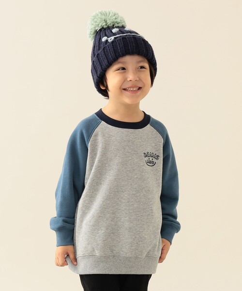 BEAMS mini（ビームスミニ）の「ラグラン スマイル プルオーバー 2025FW（90～140cm）（スウェット・キッズ・ホワイト系その他5/ライトグレー/オリーブ・90/100/110/120/130/140）」の10枚目の写真