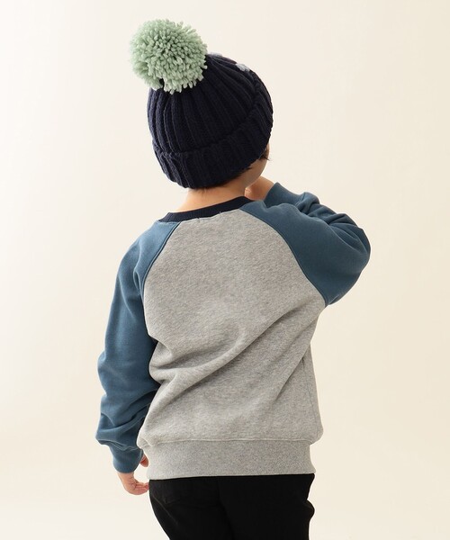 BEAMS mini（ビームスミニ）の「ラグラン スマイル プルオーバー 2025FW（90～140cm）（スウェット・キッズ・ホワイト系その他5/ライトグレー/オリーブ・90/100/110/120/130/140）」の11枚目の写真