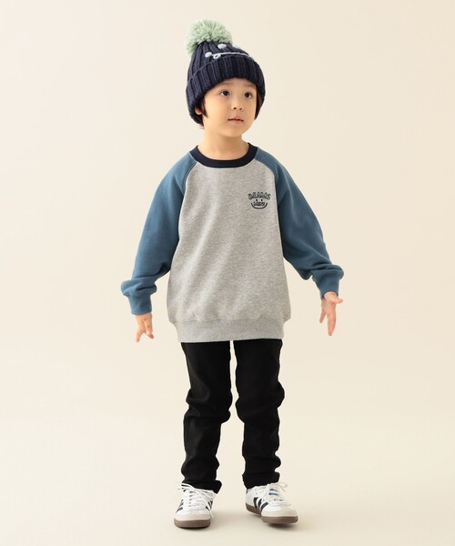 BEAMS mini（ビームスミニ）の「ラグラン スマイル プルオーバー 2025FW（90～140cm）（スウェット・キッズ・ホワイト系その他5/ライトグレー/オリーブ・90/100/110/120/130/140）」の12枚目の写真