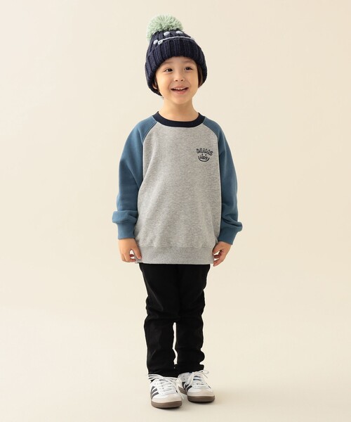 BEAMS mini（ビームスミニ）の「ラグラン スマイル プルオーバー 2025FW（90～140cm）（スウェット・キッズ・ホワイト系その他5/ライトグレー/オリーブ・90/100/110/120/130/140）」の13枚目の写真