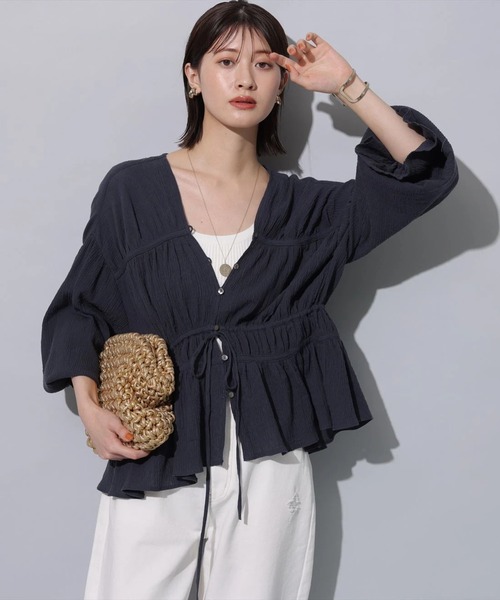 Arpege story⭐︎綿楊柳はおりチュニック（白Ｍ）タグ付き新品未使用品 綿楊柳はおりチュニック | シャツ・ブラウス | Arpege story