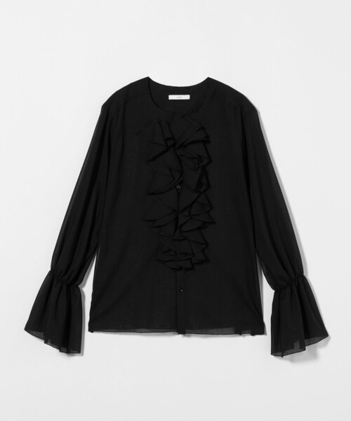 ASTRAET(アストラット)の「<ASTRAET>フリル パフスリーブ ノーカラーブラウス(シャツ/ブラウス・レディース・ブラック・FREE)」の8枚目の写真