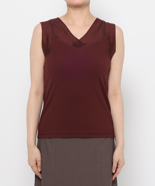 mysty woman（ミスティウーマン）の「シアーキリカエテレコタンク 581420（タンクトップ・レディース・ブラック/アイボリー/ボルドー・FREE）」の16枚目の写真