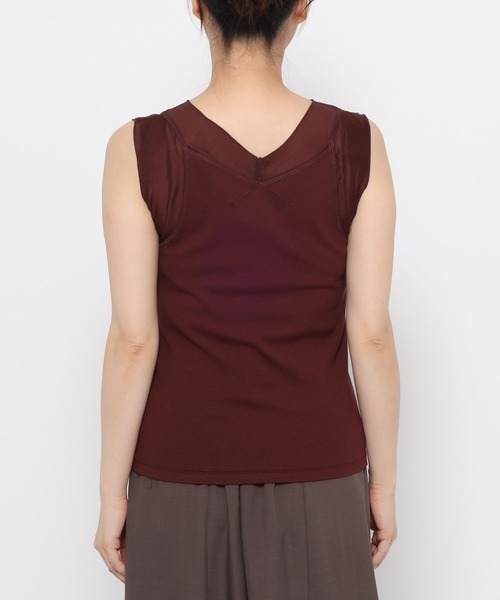 mysty woman（ミスティウーマン）の「シアーキリカエテレコタンク 581420（タンクトップ・レディース・ブラック/アイボリー/ボルドー・FREE）」の13枚目の写真