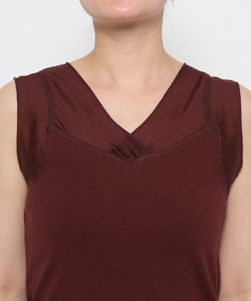 mysty woman（ミスティウーマン）の「シアーキリカエテレコタンク 581420（タンクトップ・レディース・ブラック/アイボリー/ボルドー・FREE）」の7枚目の写真