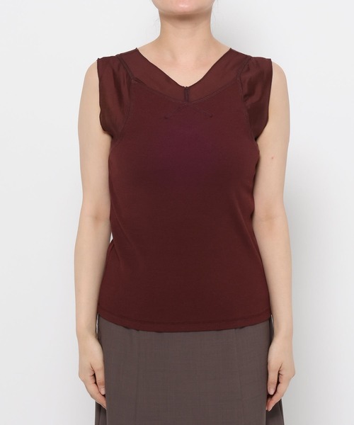 mysty woman（ミスティウーマン）の「シアーキリカエテレコタンク 581420（タンクトップ・レディース・ブラック/アイボリー/ボルドー・FREE）」の11枚目の写真